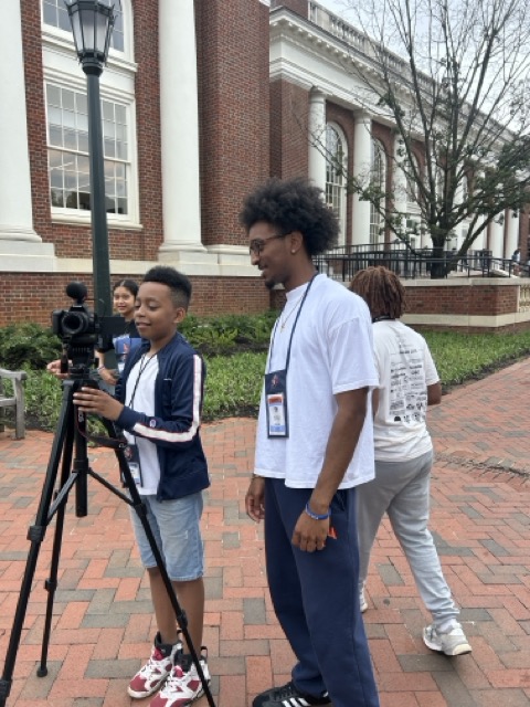 Student recording on a camera