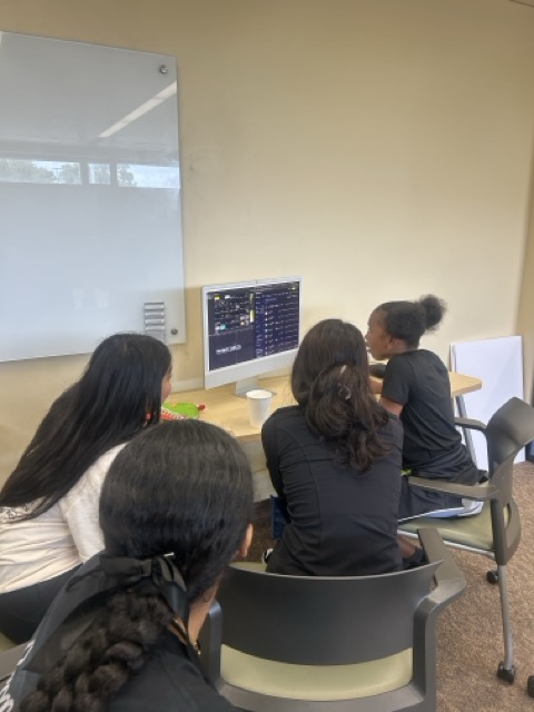 Students editing on a computer