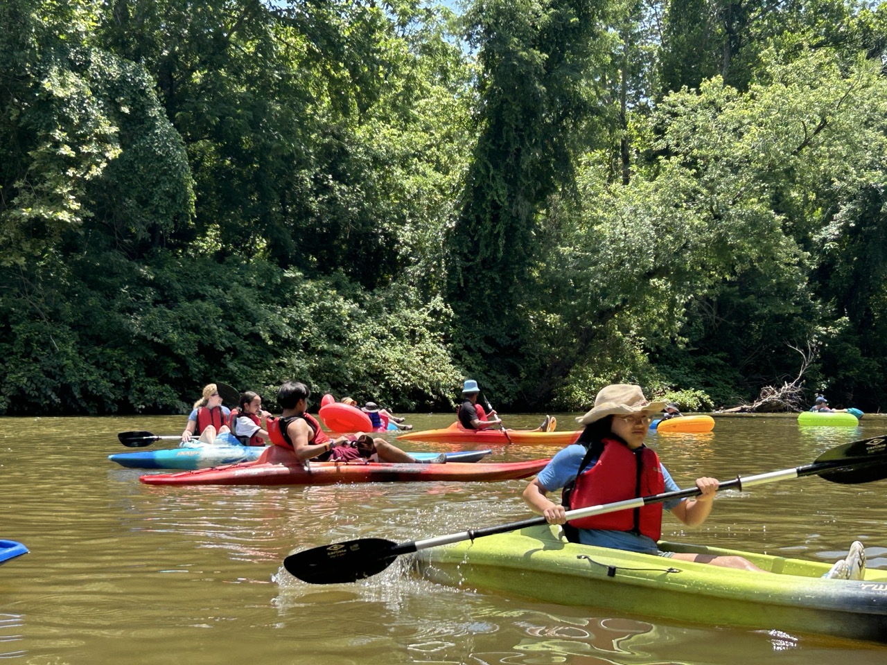 Students canoing