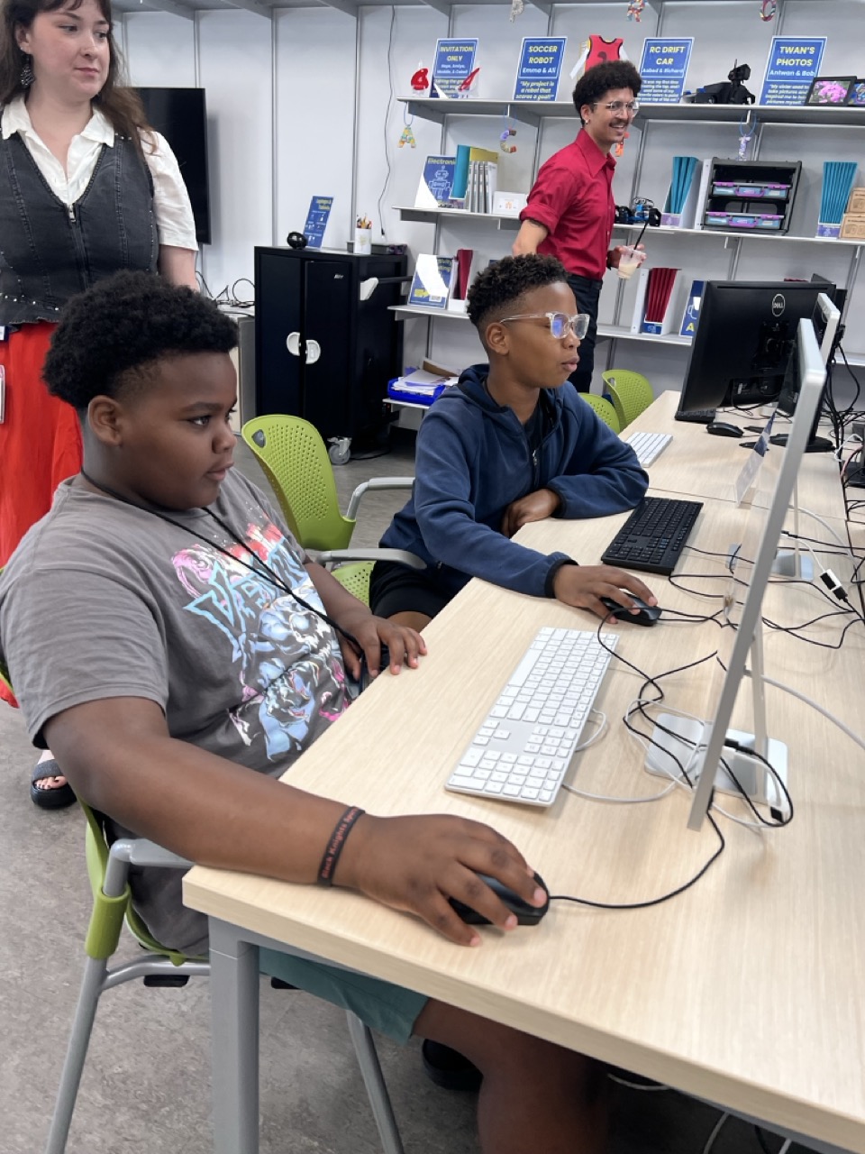 Students working with computers