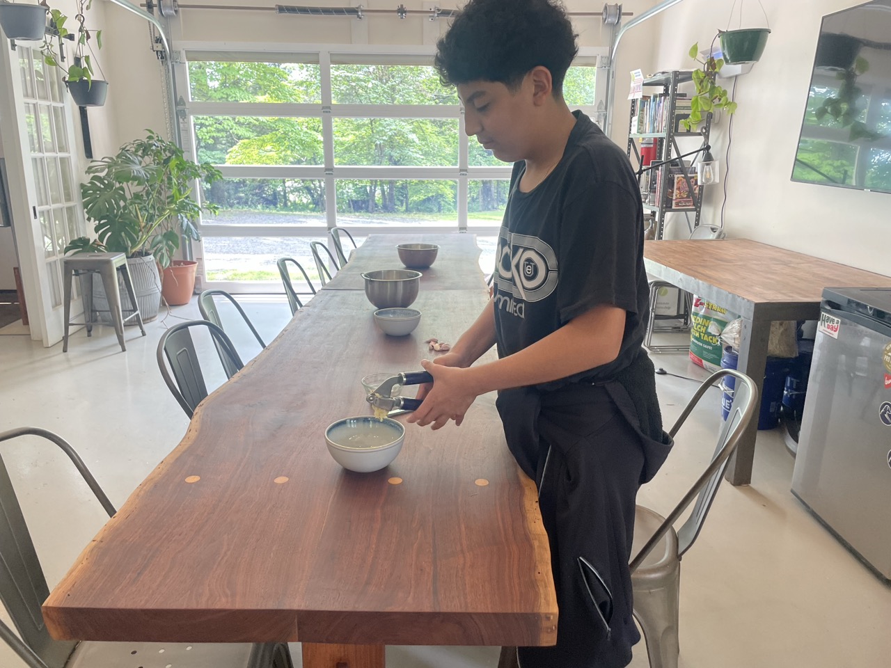 A student juicing a lemon