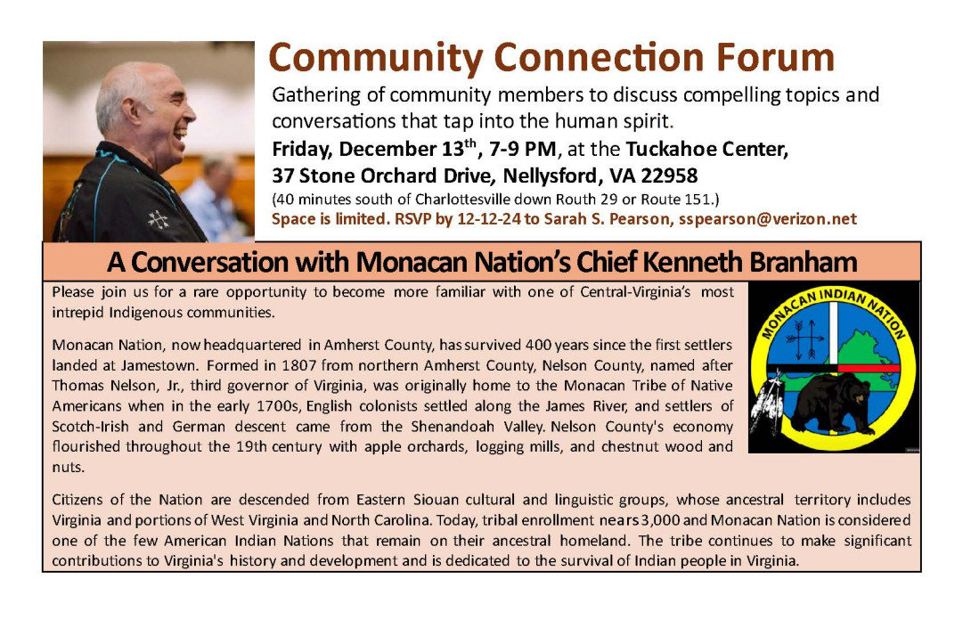 Community Connection w/ Monacan Chief Emeritus